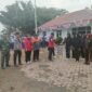 Antusias masyakarat mengikuti kegiatan jalan sehat yang digelar sempena menyemarakkan HUT RI-Ke 79 di Desa Limau Mungkur, Kecamatan Pematang Jaya, Kabupaten Langkat.(Ansor)