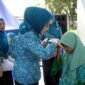 Ketua TP PKK Kabupaten Langkat, Ny. Uke Faisal Hasrimy, menghadiri pertemuan bulanan TP PKK Kabupaten Langkat bersama TP PKK Kecamatan se-Kabupaten Langkat di Museum Daerah Tanjung Pura, Kamis (5/9/2024)