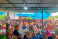 Calon Wakil BUpati Langkat Adli Tama Hidayat Sembiring ketika hadir diacara Maulid Nabi Besar Muhammad SAW di Secanggang.(Tim)
