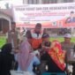Kegiatan senam sehat dan cek kesehatan gratis dilaksanakan oleh paslon Zainuddin-Hendro di Kecamatan Binjai, Minggu (20/10)