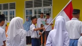 Pelantikan OSIM MAS Babussalam Besilam, Kecamatan Padang Tualang, Langkat, Senin (4/11/2024)