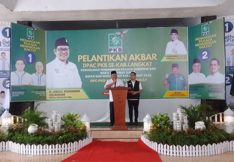 Paslon Bupati dan Wakil Bupati Langkat Iskandar-Adli hadiri pelantikan DPAC PKB Kab Langkat, Stabat, Rabu (13/11)