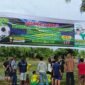 Turnamen sepak bola di Desa Teluk Meku yang diadakan oleh Rekad BISA, Kelurahan Sei Bilah Timur, Kecamatan Sei Lepan, Langkat, Minggu (17/11)