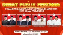 Debat publik pertama Calon Wali Kota Binjai dan Wakil Wali Kota Binjai di Hotel Santika premiere medan Senin (11/11)