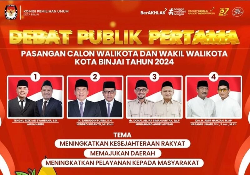 Debat publik pertama Calon Wali Kota Binjai dan Wakil Wali Kota Binjai di Hotel Santika premiere medan Senin (11/11)