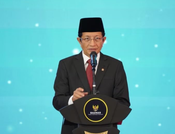 Menteri Agama Nasaruddin Umar dalam sambutannya ketika membuka Baznas Internasional Forum 2024 serukan dukungan dan perjuangan kolektif untuk kemerdekaan Palestina (humas Baznas )