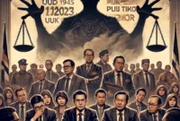 Berikut adalah ilustrasi untuk menggambarkan suasana serius dari skandal korupsi PPPK Langkat 2023 dengan elemen-elemen simbolis keadilan dan dampaknya terhadap masyarakat.(int)