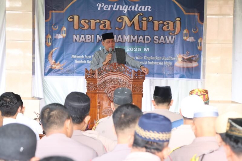 Polres binjai menggelar peringatan Isra Mi'raj Nabi Muhammad SAW 1446 H/2025 M di Masjid Al Ikhlas yang berada di Mapolres Binjai. Rabu (12/2).