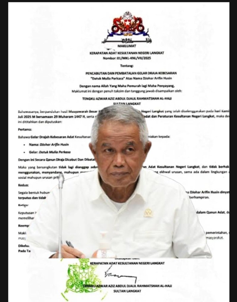 Maklumat Kerapatan Adat Kesultanan Negeri Langkat Nomor: 01/MKL-KNL/VII/2025; Video resmi akun TikTok Laskar Setiadiraja Langkat (@laskar_setiadiraja).